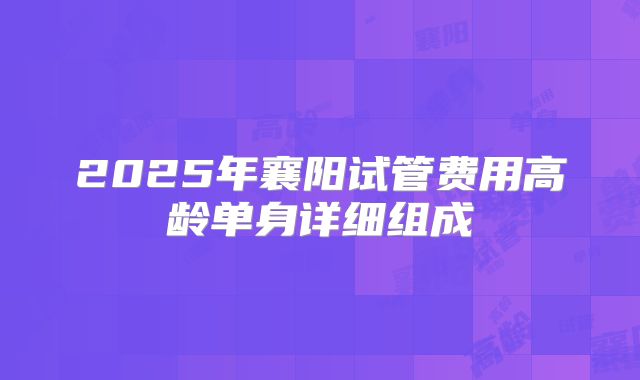 2025年襄阳试管费用高龄单身详细组成