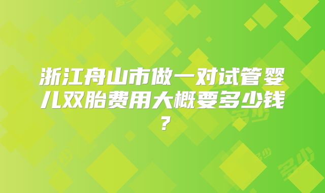 浙江舟山市做一对试管婴儿双胎费用大概要多少钱？