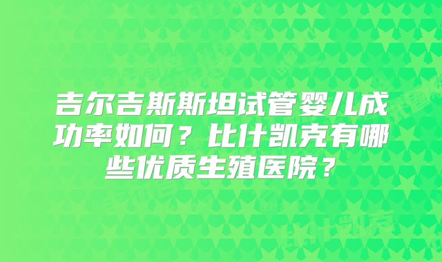 吉尔吉斯斯坦试管婴儿成功率如何？比什凯克有哪些优质生殖医院？