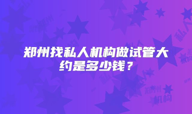 郑州找私人机构做试管大约是多少钱？