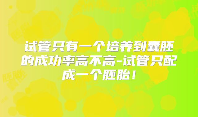 试管只有一个培养到囊胚的成功率高不高-试管只配成一个胚胎!