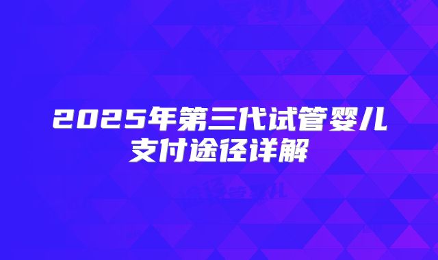 2025年第三代试管婴儿支付途径详解