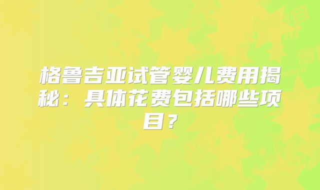 格鲁吉亚试管婴儿费用揭秘：具体花费包括哪些项目？