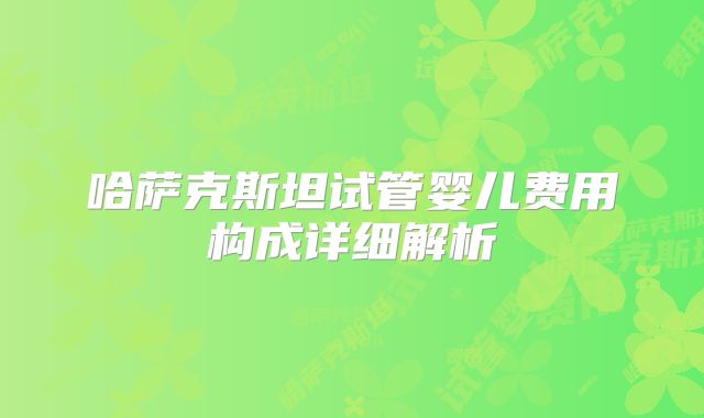 哈萨克斯坦试管婴儿费用构成详细解析