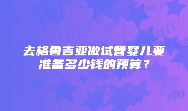 去格鲁吉亚做试管婴儿要准备多少钱的预算？