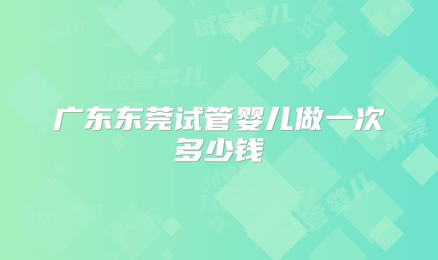 广东东莞试管婴儿做一次多少钱
