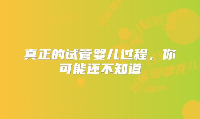 真正的试管婴儿过程,你可能还不知道