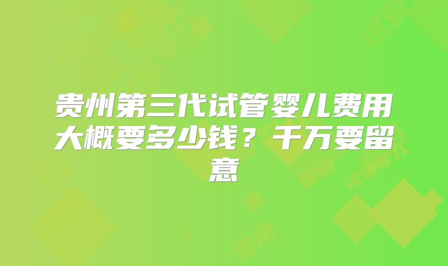 贵州第三代试管婴儿费用大概要多少钱?千万要留意