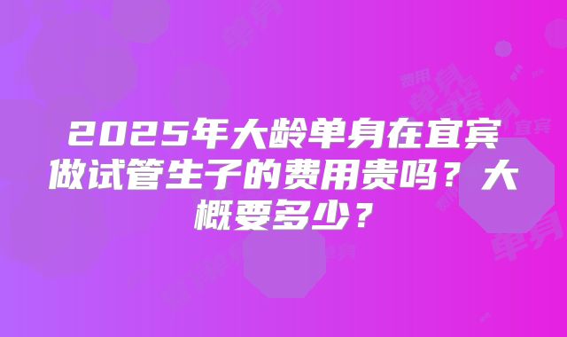 2025年大龄单身在宜宾做试管生子的费用贵吗?大概要多少?
