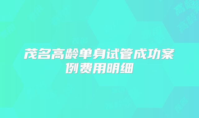 茂名高龄单身试管成功案例费用明细