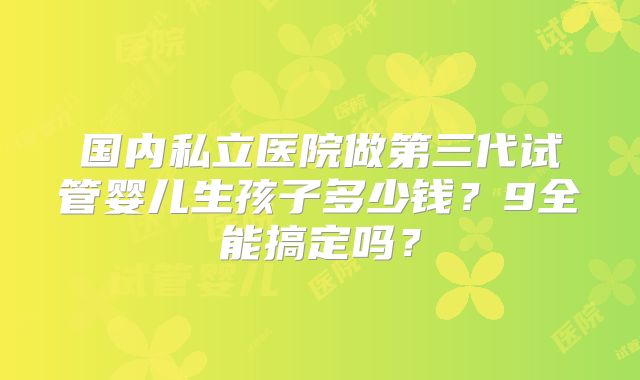 国内私立医院做第三代试管婴儿生孩子多少钱?9全能搞定吗?