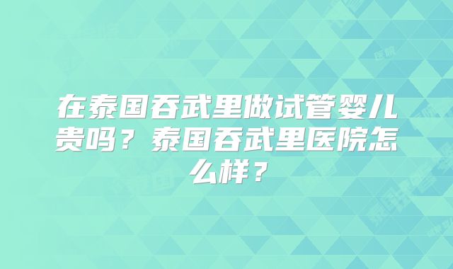 在泰国吞武里做试管婴儿贵吗？泰国吞武里医院怎么样？