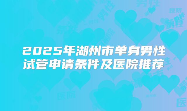 2025年湖州市单身男性试管申请条件及医院推荐