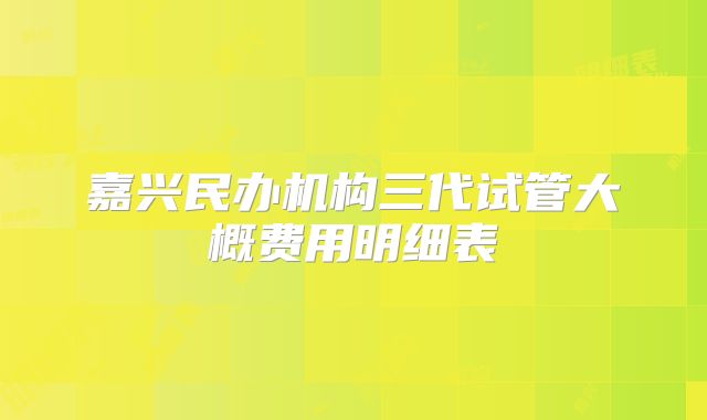 嘉兴民办机构三代试管大概费用明细表