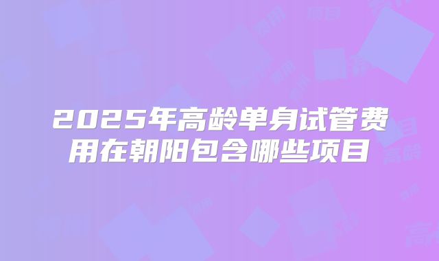 2025年高龄单身试管费用在朝阳包含哪些项目