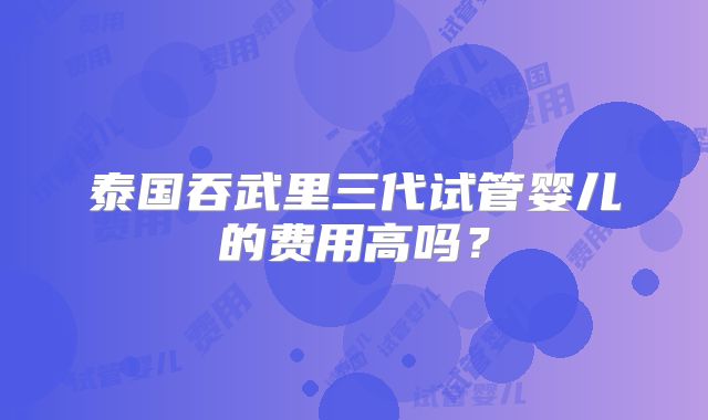 泰国吞武里三代试管婴儿的费用高吗？