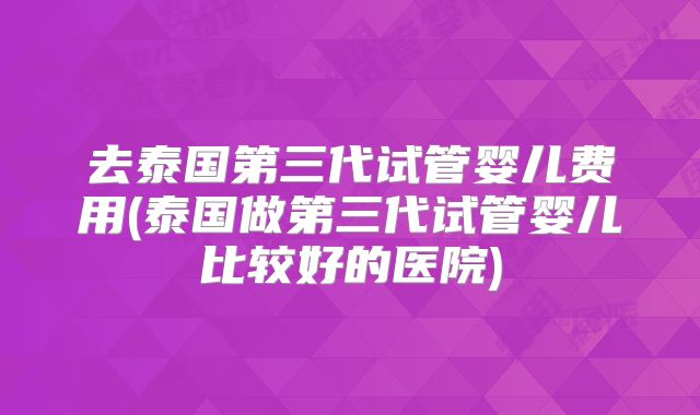 去泰国第三代试管婴儿费用(泰国做第三代试管婴儿比较好的医院)
