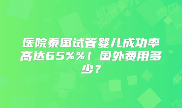 医院泰国试管婴儿成功率高达65%%!国外费用多少?