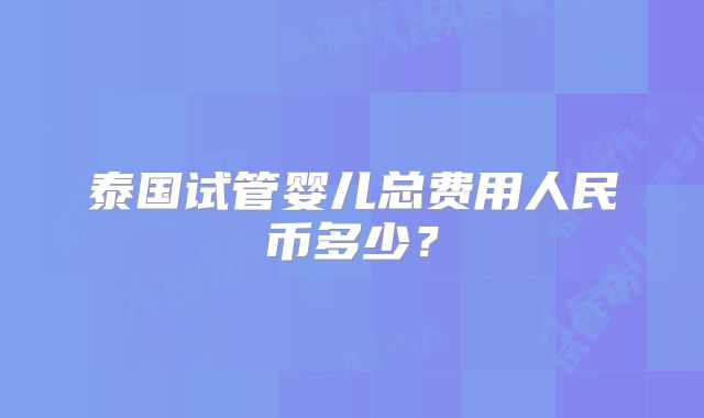 泰国试管婴儿总费用人民币多少？