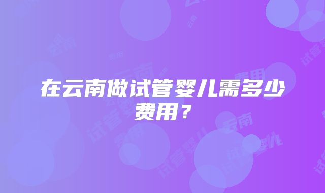 在云南做试管婴儿需多少费用？
