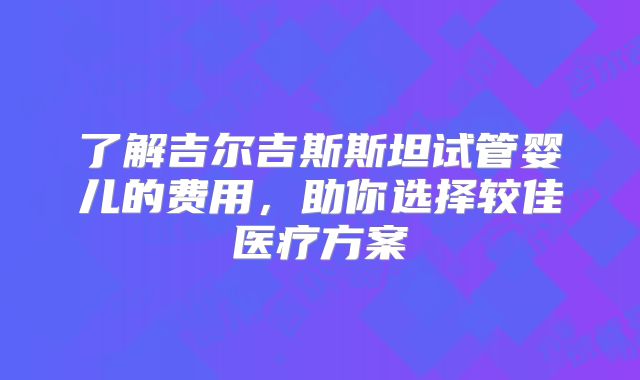 了解吉尔吉斯斯坦试管婴儿的费用,助你选择较佳医疗方案