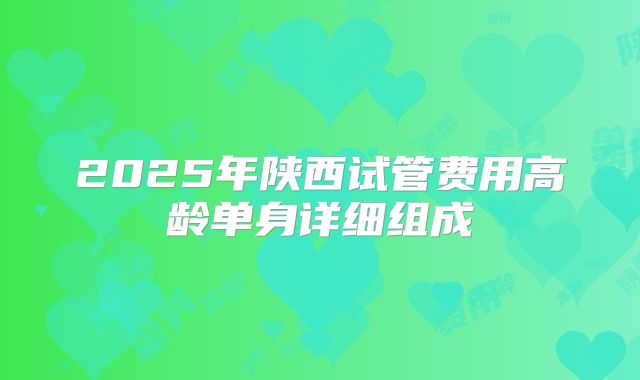 2025年陕西试管费用高龄单身详细组成