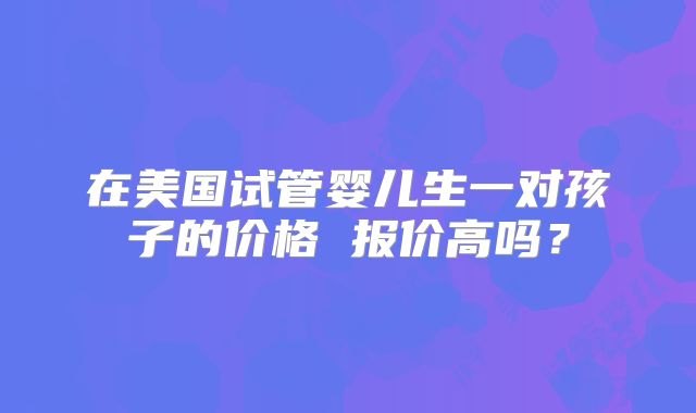 在美国试管婴儿生一对孩子的价格 报价高吗?