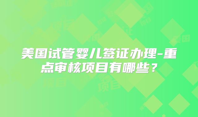 美国试管婴儿签证办理-重点审核项目有哪些？