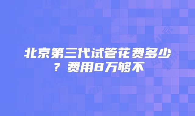 北京第三代试管花费多少?费用8万够不