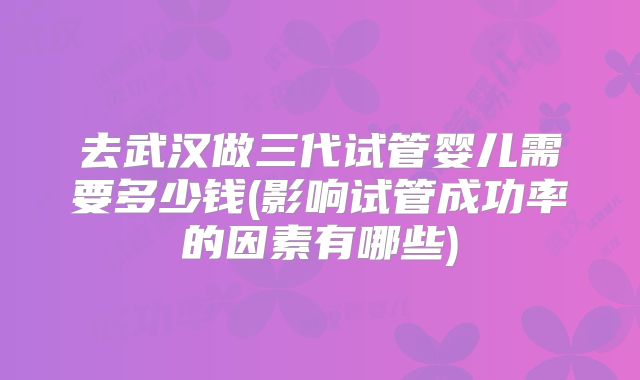 去武汉做三代试管婴儿需要多少钱(影响试管成功率的因素有哪些)