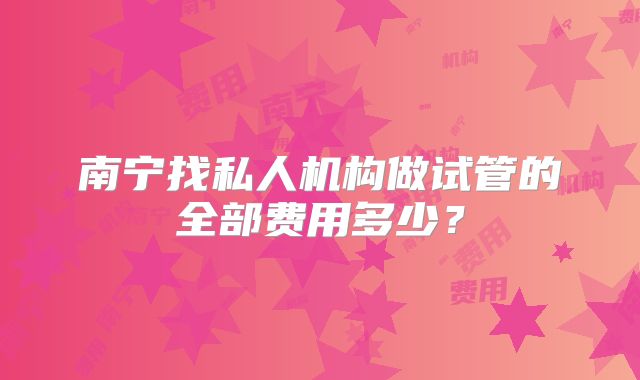 南宁找私人机构做试管的全部费用多少？