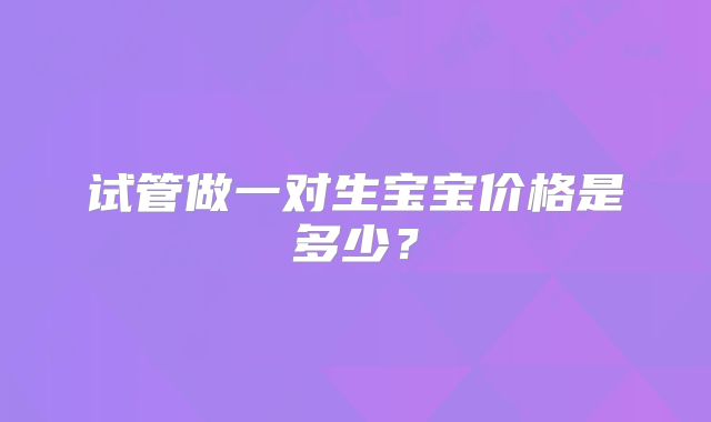 试管做一对生宝宝价格是多少？