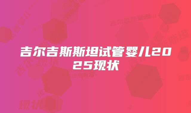 吉尔吉斯斯坦试管婴儿2025现状