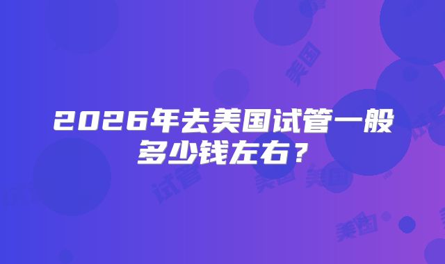 2026年去美国试管一般多少钱左右?