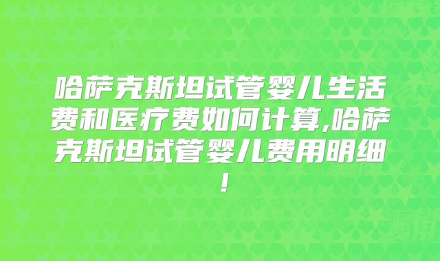 哈萨克斯坦试管婴儿生活费和医疗费如何计算,哈萨克斯坦试管婴儿费用明细!