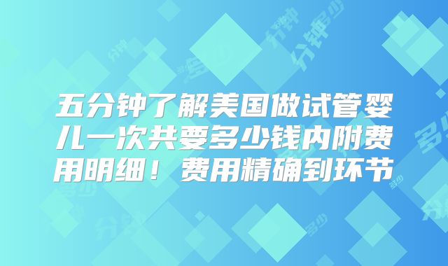 五分钟了解美国做试管婴儿一次共要多少钱内附费用明细！费用精确到环节