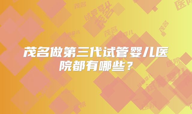 茂名做第三代试管婴儿医院都有哪些？