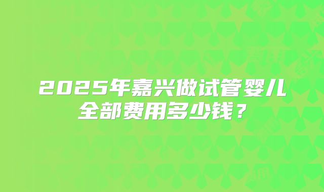 2025年嘉兴做试管婴儿全部费用多少钱？