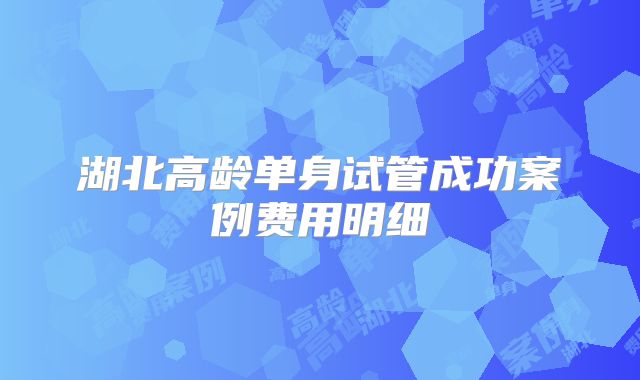 湖北高龄单身试管成功案例费用明细