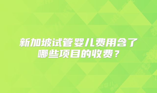 新加坡试管婴儿费用含了哪些项目的收费？