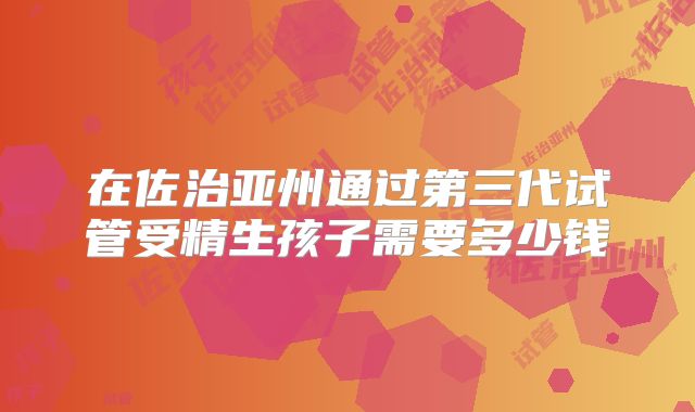在佐治亚州通过第三代试管受精生孩子需要多少钱