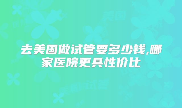 去美国做试管要多少钱,哪家医院更具性价比