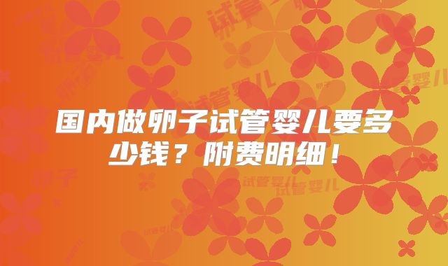 国内做卵子试管婴儿要多少钱？附费明细！