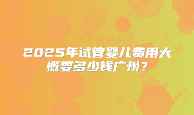 2025年试管婴儿费用大概要多少钱广州？