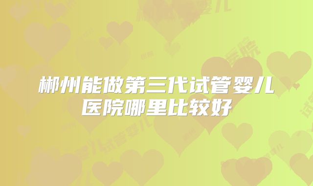 郴州能做第三代试管婴儿医院哪里比较好