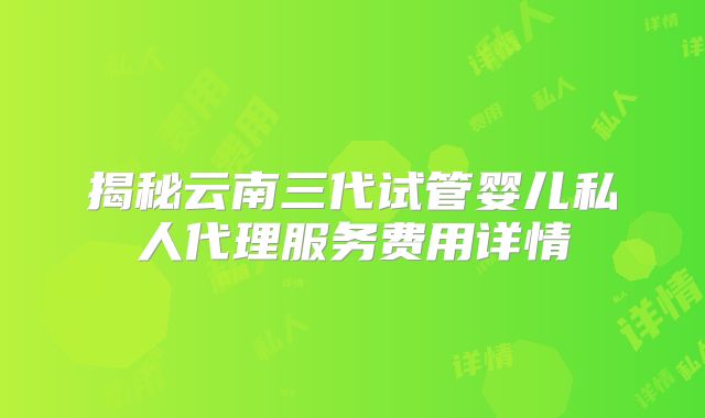 揭秘云南三代试管婴儿私人代理服务费用详情