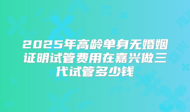 2025年高龄单身无婚姻证明试管费用在嘉兴做三代试管多少钱