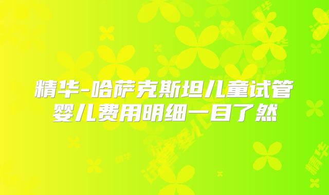 精华-哈萨克斯坦儿童试管婴儿费用明细一目了然