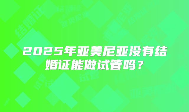 2025年亚美尼亚没有结婚证能做试管吗?