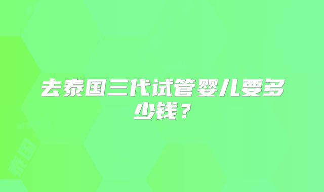 去泰国三代试管婴儿要多少钱?